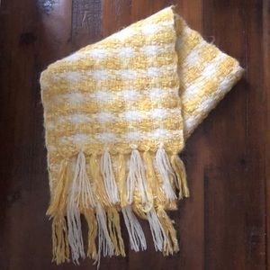 Banana Republic yellow checkered wool scarf